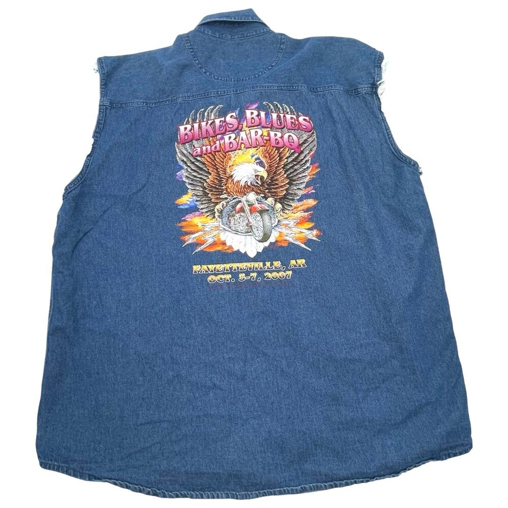 SPORTS GALLERY men's Biker denim sleeveless shirt size XXL
